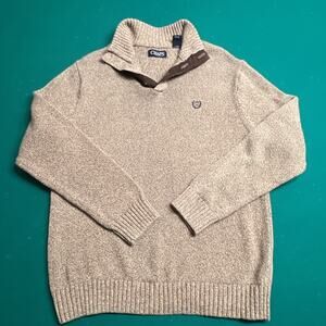 Polo Ralph Lauren Mens 1/4 Button Pullover Sweater Beige Wool Nylon Silk Large